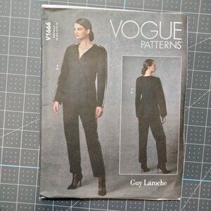 V1666 Guy Laroche Vogue Pattern, 6-14, Misses' Jacket and Pants, Uncut, FF, OOP